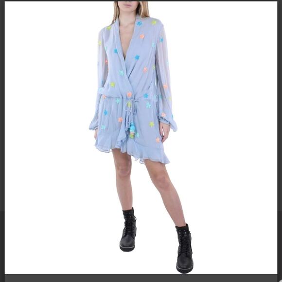 NWT ROCOCO SAND Georgette Tunic Mini Dress In Blue - Picture 1 of 13